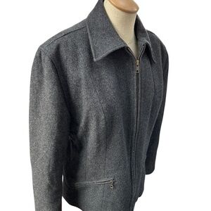 Ralph Lauren Gray boiled wool Vintage 90s zip up Womens unlined bomber jacket 6